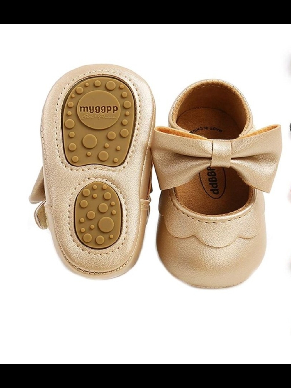MYGGPP girl*prince Gold Bow Baby Girl Shoes sz 12